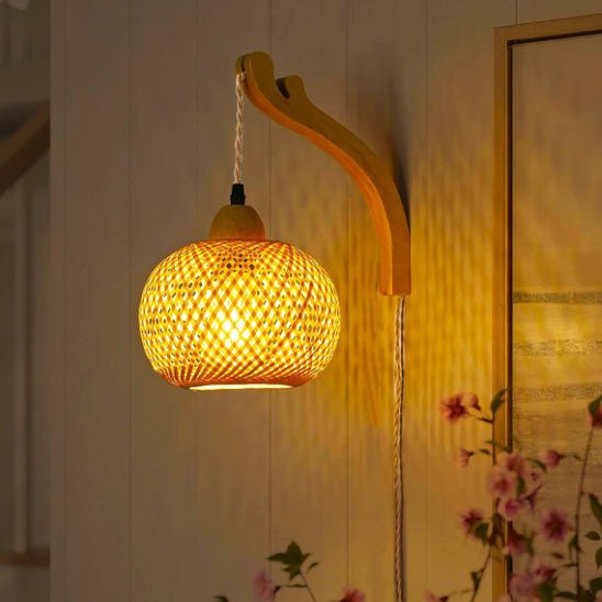 applique murale rotin eclairage naturel lumiere chaude