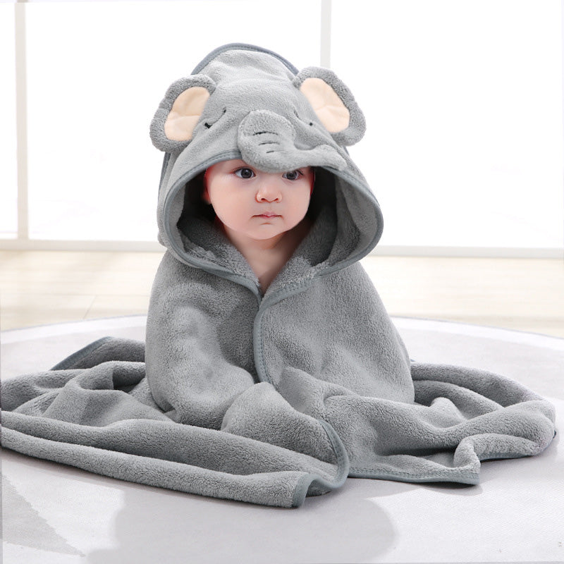 cape de bain bebe capuche lapin gris