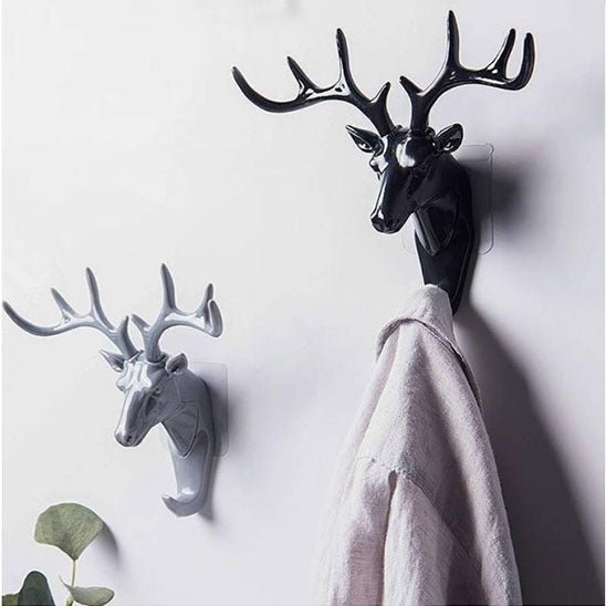 porte cle mural tete de cerf noir gris