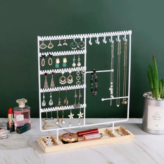 rangement bijoux porte metal blanc colliers boucles oreilles