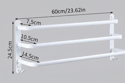 Porte serviette salle de bain 3 barres blanc