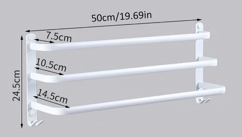 Porte serviette salle de bain 50cm × 14,5 × 24,5 cm