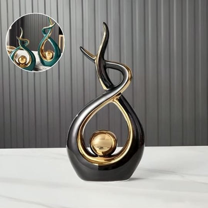 Sculpture decoration abstraite or noir sculpture