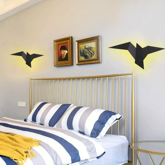 applique murale chambre noire forme oiseau origami
