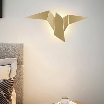 applique murale chambre origami oiseau dore