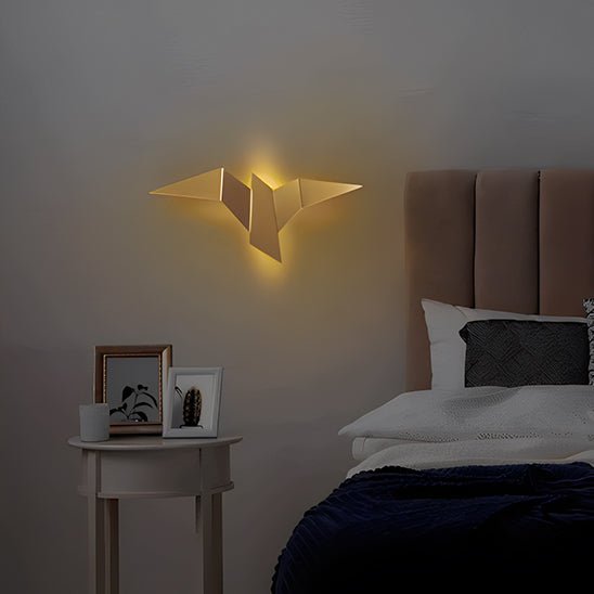 applique murale chambre origami oiseau dore 2