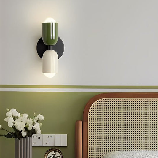 applique murale chambre verte blanche tete lit fleurs