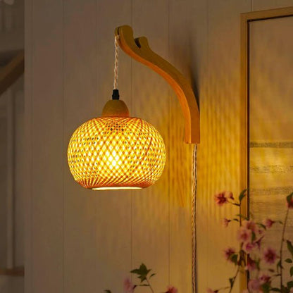 applique murale rotin eclairage naturel lumiere chaude