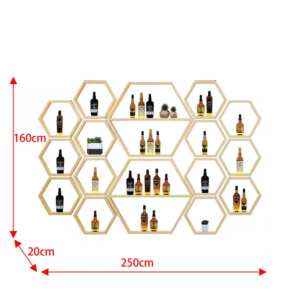 armoire a vin alveoles hexagonales murale 250x160cm