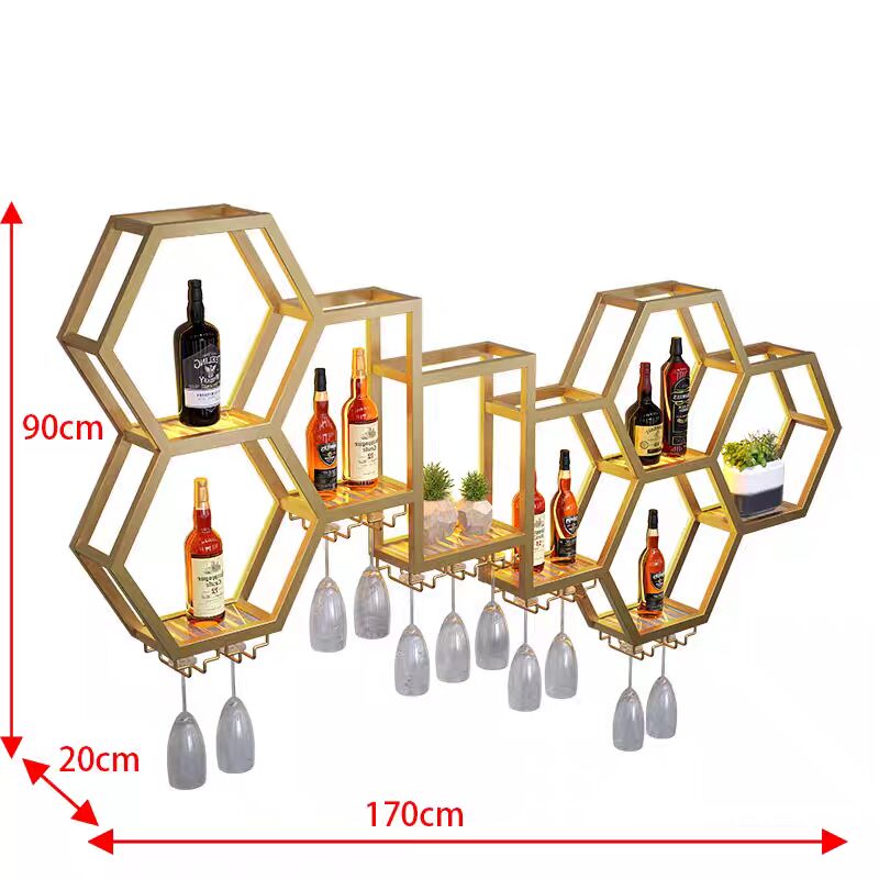 armoire a vin hexagonale avec porte verres 170x90cm