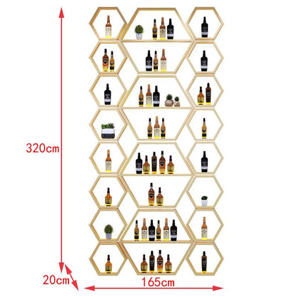armoire a vin hexagonale modulaire 320x165cm murale