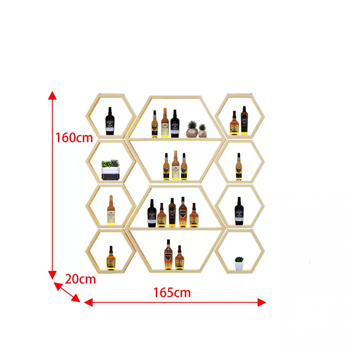 armoire a vin modulaire hexagones 160x165cm rangement bouteilles