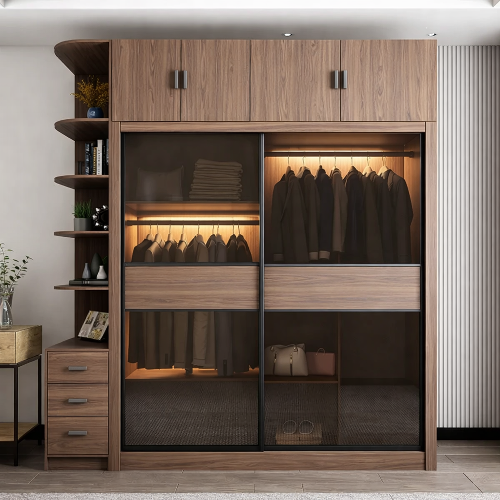 armoire chambre brune luxe portes