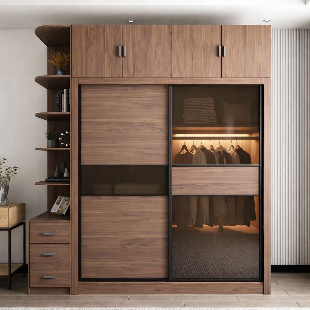 armoire chambre brune luxe