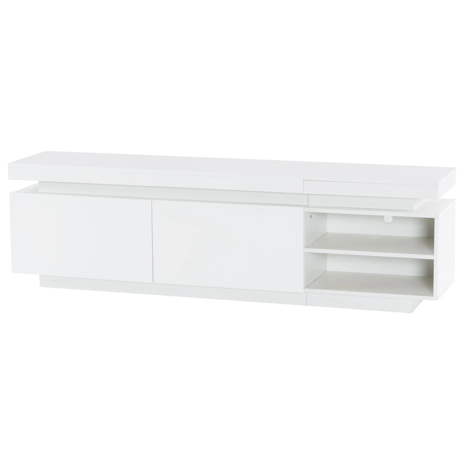 armoire meuble TV blanc avec niches ouvertes