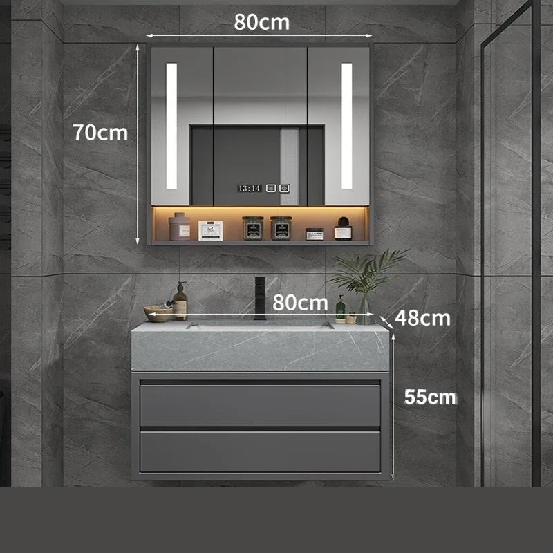 armoire salle de bain 80cm miroir éclairé niche LED