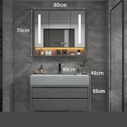 armoire salle de bain 80cm miroir éclairé niche LED