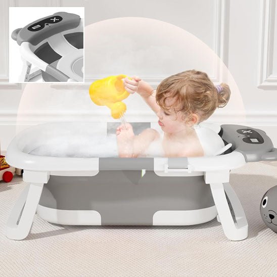 baignoire bébé pliable grise blanche