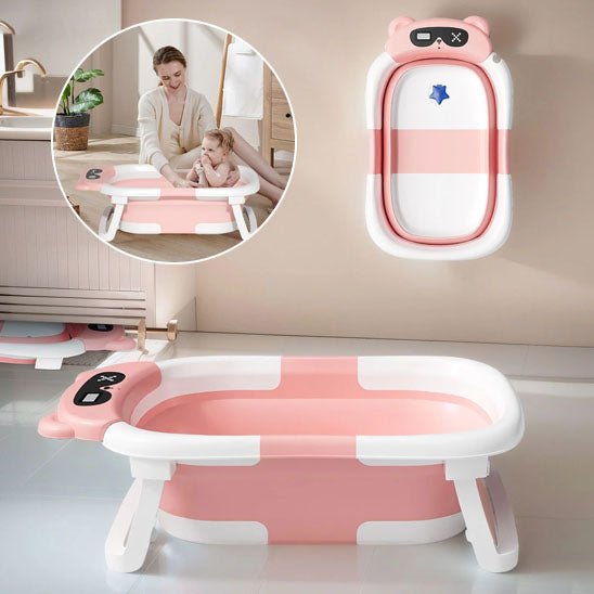 baignoire bébé pliable rose blanche