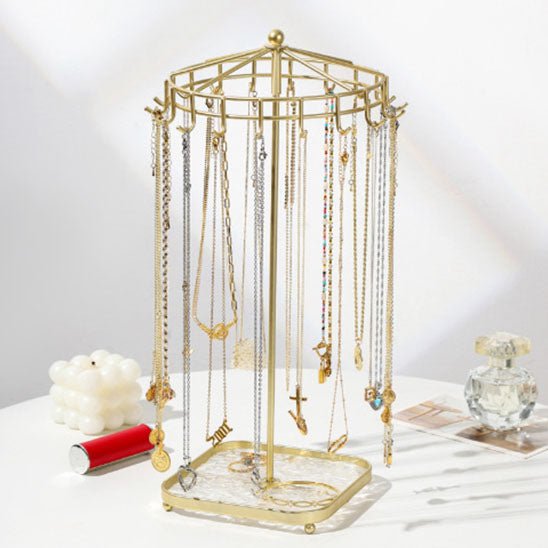 bijoux rangement porte rotatif metal or colliers