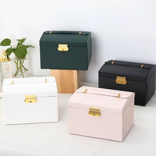 boite a bijoux rangement rectangulaire multicolore fermoir dore