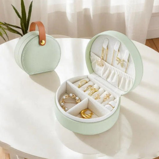 boite a bijoux rangement ronde verte interieur blanc