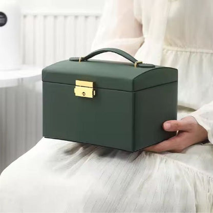boite a bijoux rangement verte poignee fermeture doree