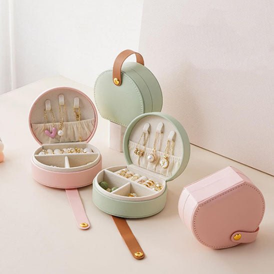 boite a bijoux rondes rangement rose verte fermeture