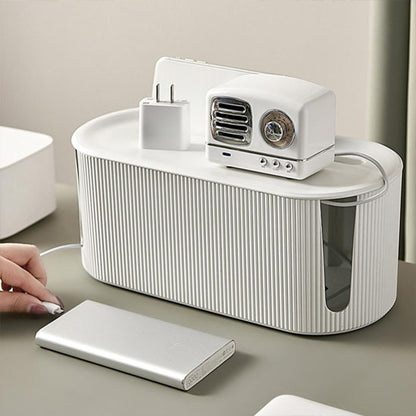 boite cache cables rangement chargeur smartphone blanche