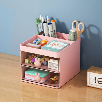 boite  rangement bureau rose tiroirs organisateur accessoires