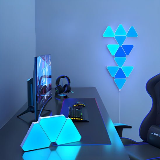 bureau gaming applique murale interieur lumiere led bleue