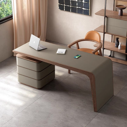 bureau d'ordinateur design bois clair avec chaise moderne