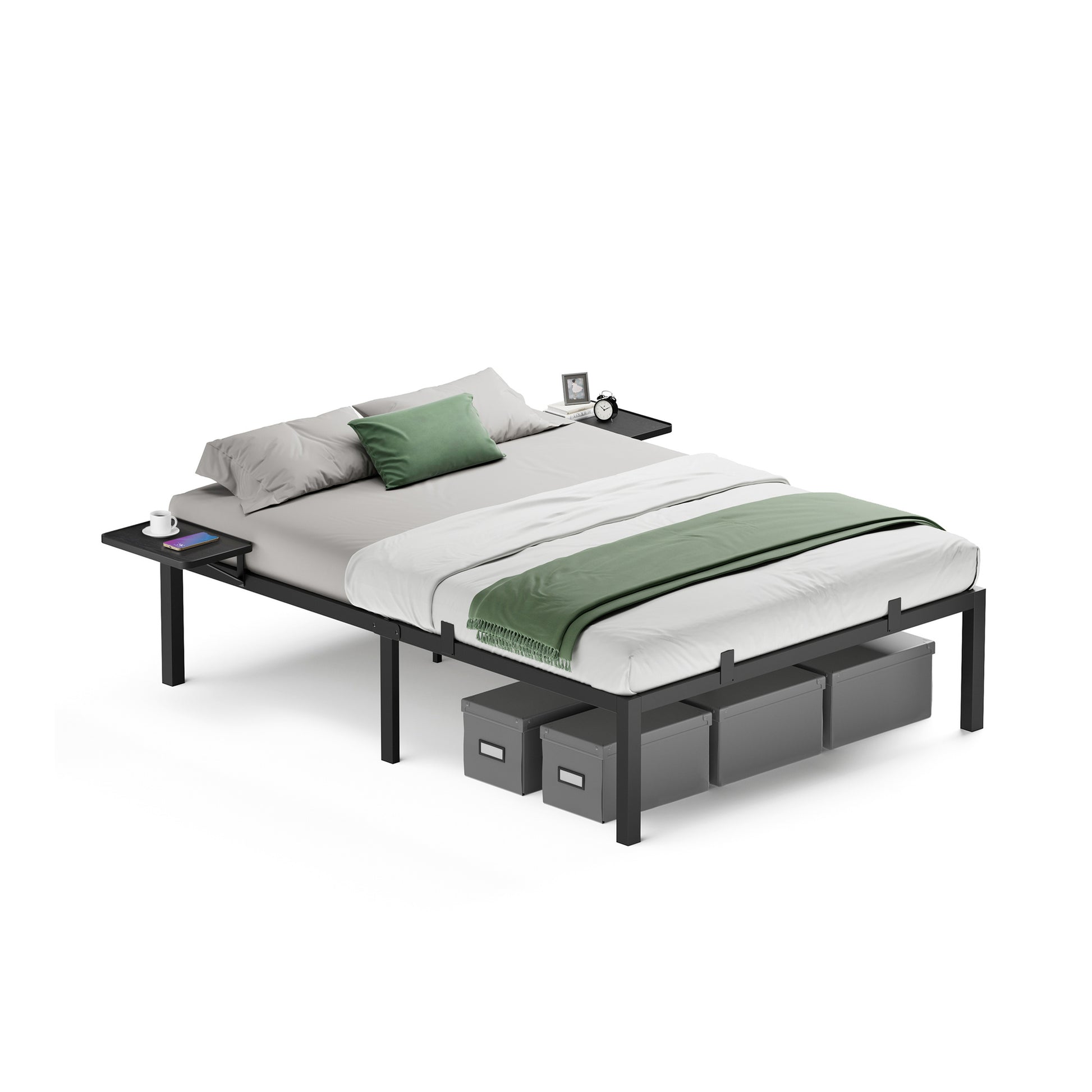 cadre de lit moderne design chevet noir 