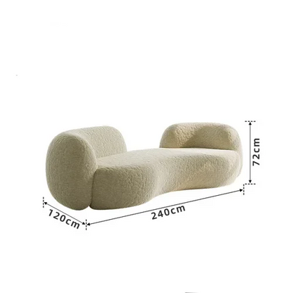 canape boucle blanc courbe tablette circulaire integree dimensions 240