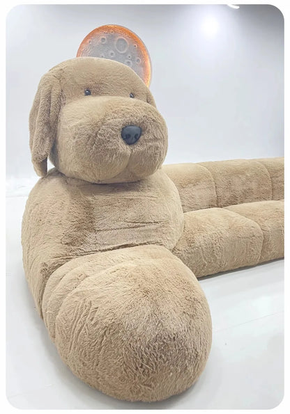canape chien peluche beige geant tete et patte