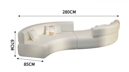 canape courbe blanc modulaire devant bibliotheque eclairee Dimensions 280