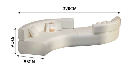 canape courbe blanc modulaire devant bibliotheque eclairee Dimensions 320