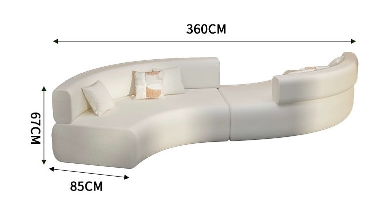 canape courbe blanc modulaire devant bibliotheque eclairee Dimensions 360