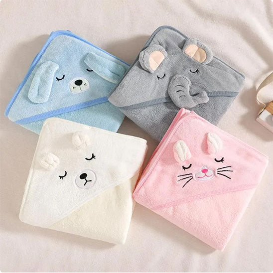 cape de bain bebe avec capuche animaux
