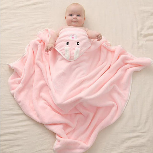 cape de bain bebe rose capuche lapin