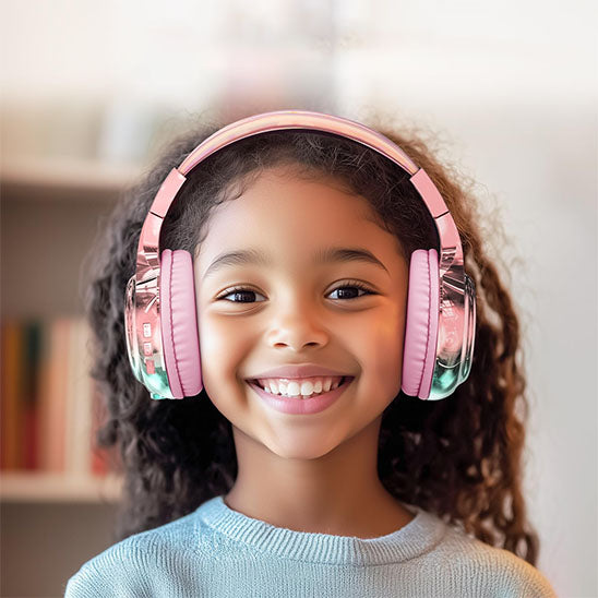 casque audio enfant rose fille ecoute 
