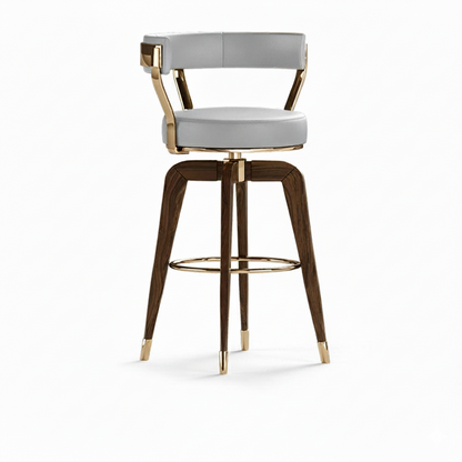 chaise de bar profil blanc et bois cerclage dore