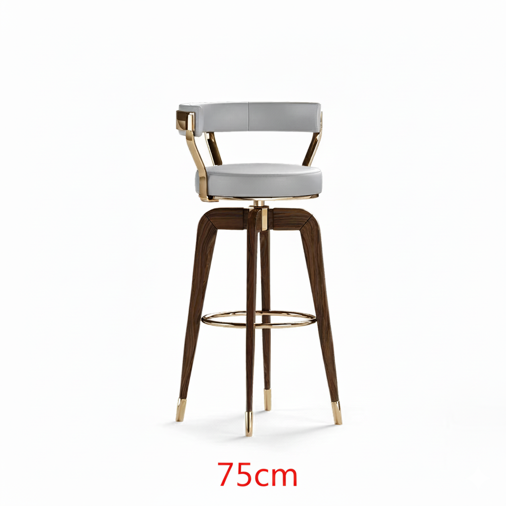 chaise de bar profil lateral gris 75cm bois 