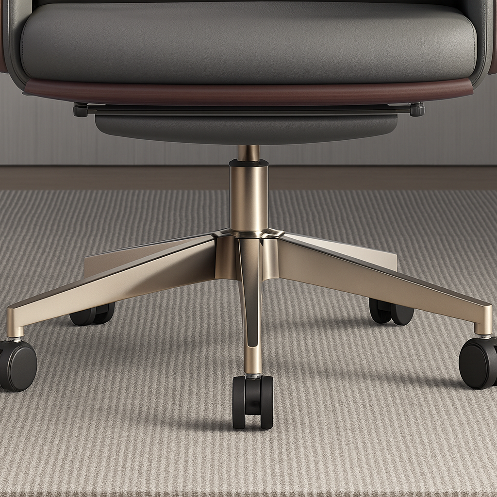 chaise de bureau base metal a roulettes assise grise bois