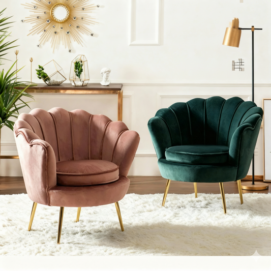 chaise de salon duo velours rose vert pieds dores