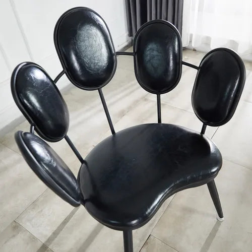 chaise de salon noire dossier petales metal contemporain