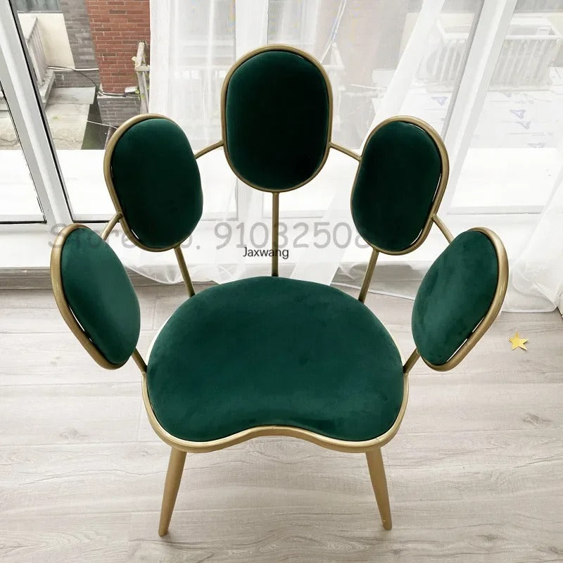chaise de salon velours vert emeraude cadre dore