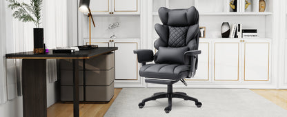chaise de bureau noire ergonomique avec repose pieds