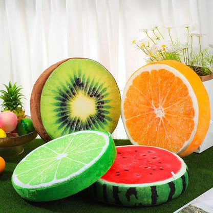 coussin rond fruits kiwi orange citron vert pasteque