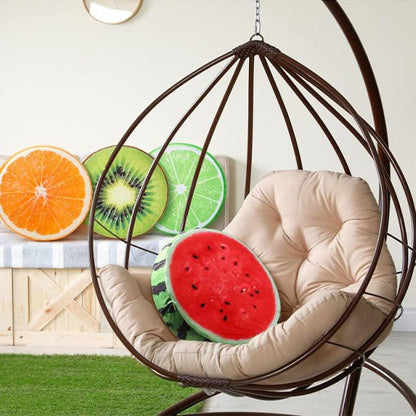 coussin rond fruits pasteque kiwi orange citron vert